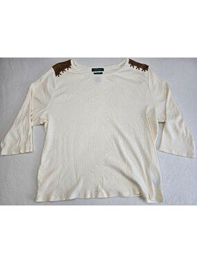 Lauren Ralph Lauren Womens 3X Top With Faux Suede Accents